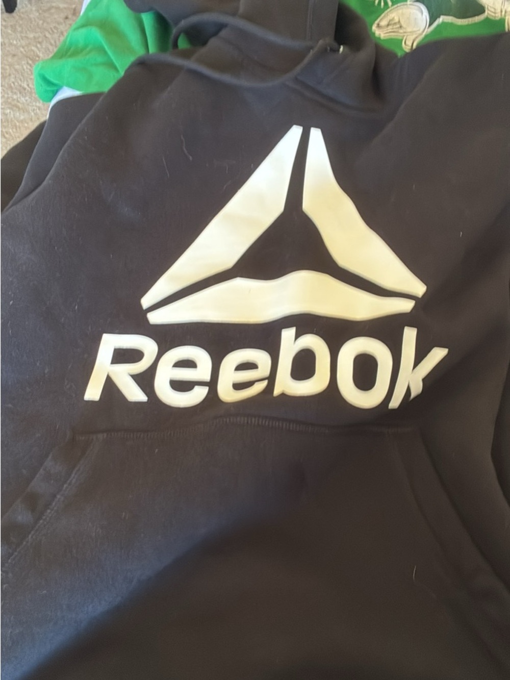 Reebok Black Hoodie with Large White Logo